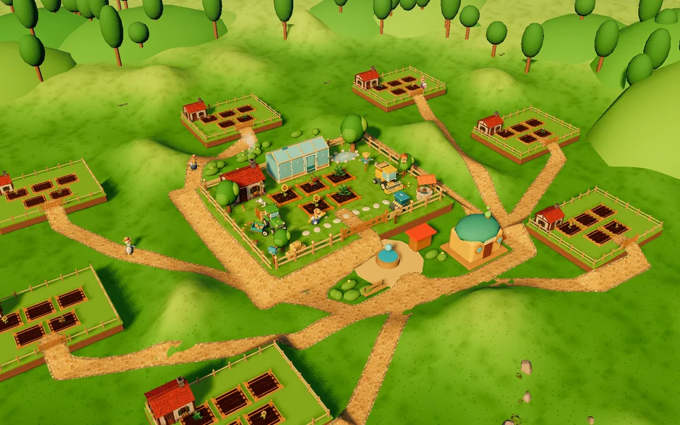A village of eight farms around a central plaza